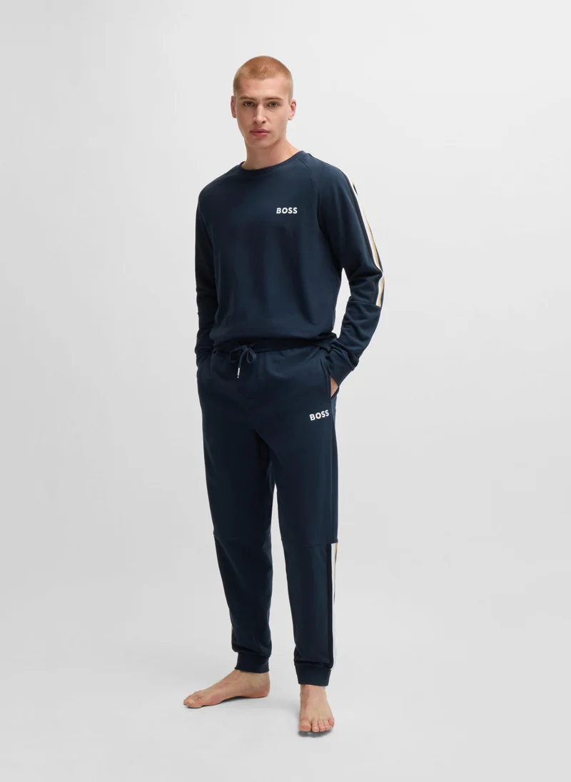 بوس Cotton-terry pyjamas with logos and tape details
