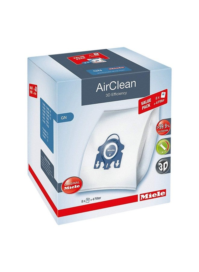 Miele Miele AirClean 3D Efficiency Dust Bag, Type GN, XL Value Pack, 8 Bags and 4 Filters  - Image 1