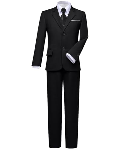 Visaccy Kids Suits for Boy Toddler Wedding Outfit Slim Fit Formal Wear Black Boys Suit Size 5 - Image 5