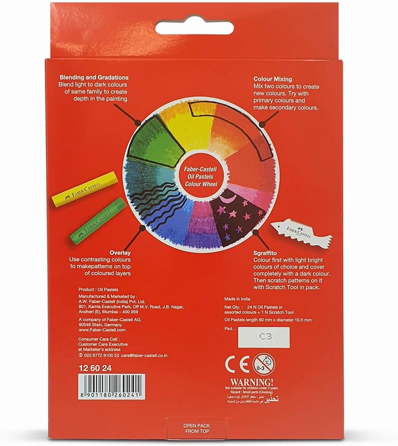 Faber-Castell 24 Oil Pastels - Assorted Colors - Image 3