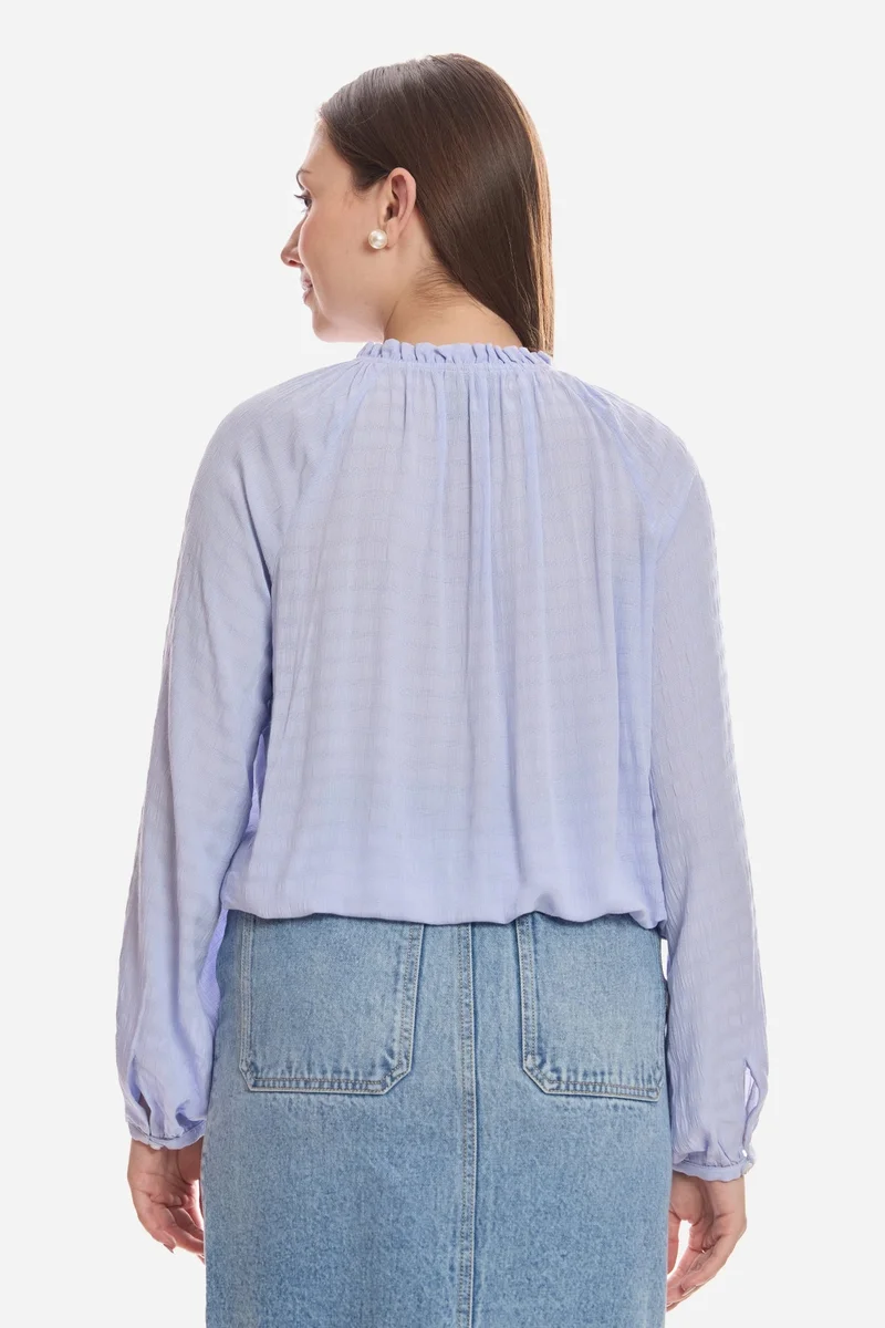 Virgio  Solid Viscose Lavendor Top With Puff Sleeve for Women for Women | Best Price UAE