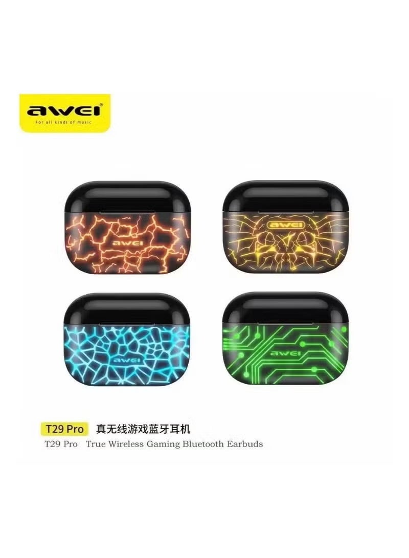 Awei T29 PRO True Wireless Bluetooth Gaming Earbuds Black with RGB LED Light - Image 2