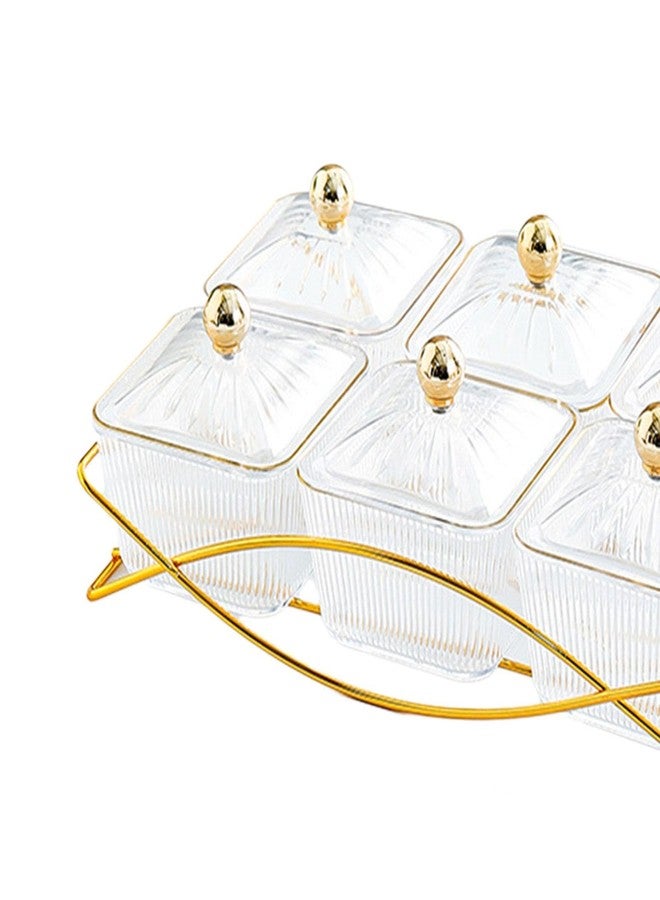JISADER Dessert Dividing Plate Nordic Serving Platter with Lid Cookies Jar Nut and Candy Serving Tray Dried Fruit Tray for Kitchen, Clear - Image 2