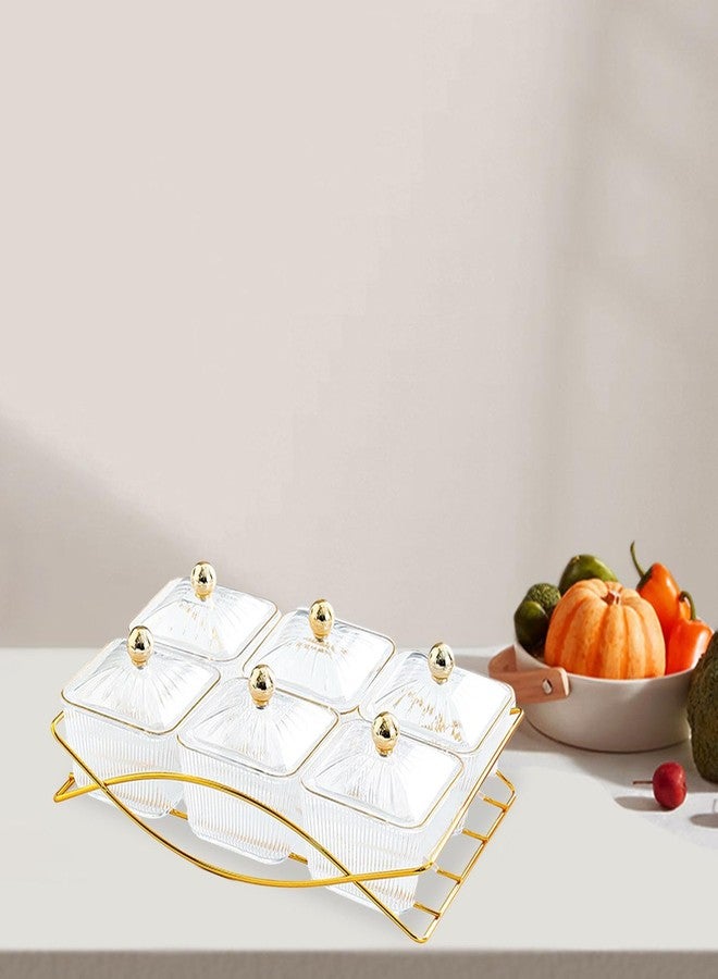 JISADER Dessert Dividing Plate Nordic Serving Platter with Lid Cookies Jar Nut and Candy Serving Tray Dried Fruit Tray for Kitchen, Clear - Image 4