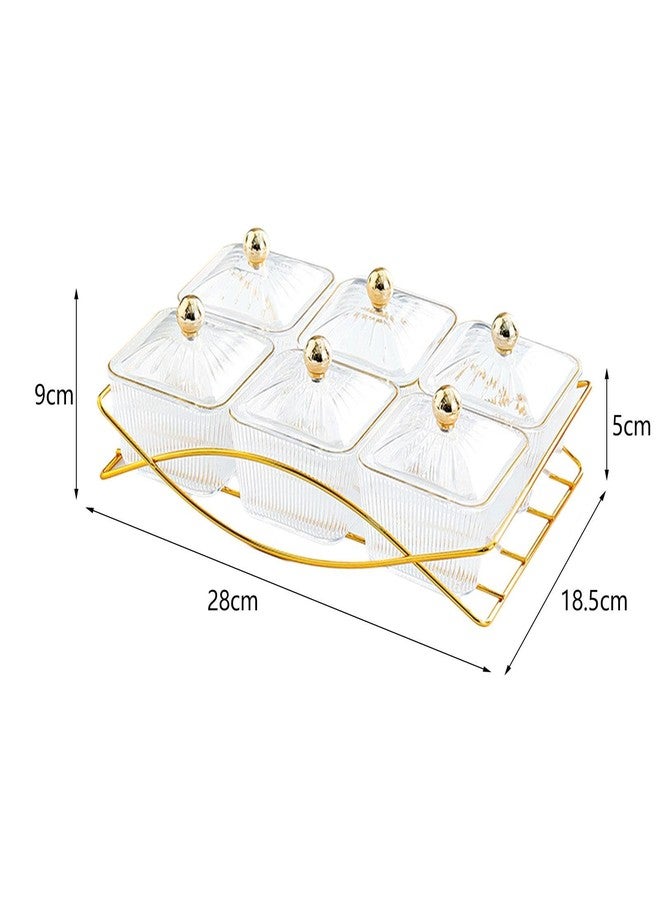 JISADER Dessert Dividing Plate Nordic Serving Platter with Lid Cookies Jar Nut and Candy Serving Tray Dried Fruit Tray for Kitchen, Clear - Image 5