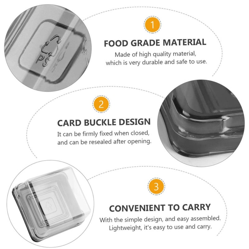 100 Pcs Black Portable Pastry Boxes With Lids For Moon Cakes Baked Goods Food Storage Containers - Image 3