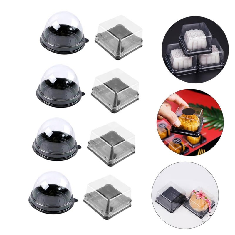 100 Pcs Black Portable Pastry Boxes With Lids For Moon Cakes Baked Goods Food Storage Containers - Image 4