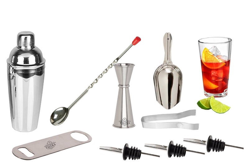 Taluka Bar Tool Set Pro Edition Stainless Steel Cocktail Shaker Bar Set For Drinks Home Gift Bartender Kit Portable Bar Accessories 9 Pcs Bar Set - Image 1