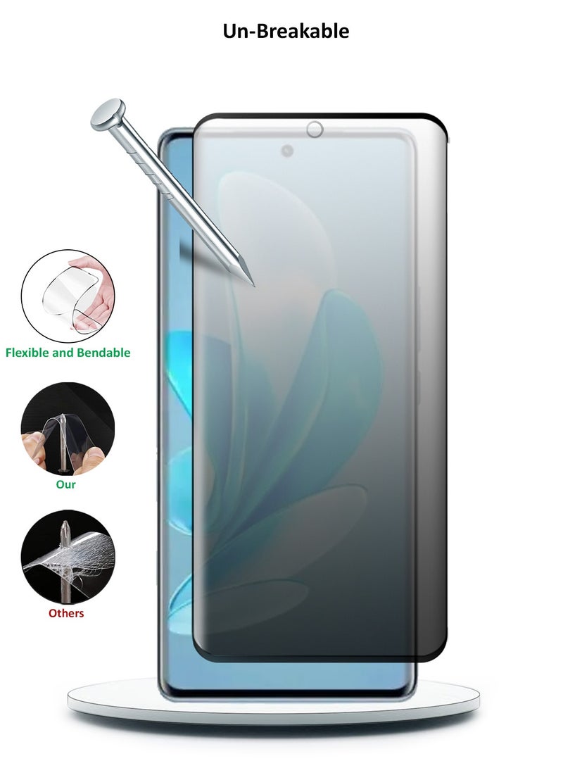 Wtech Vivo V29 5G 2023 Nano Ceramic Privacy Full Glue Full Cover Matte Flexible Screen Protector (MSCNMP) - Clear/Black - Image 4