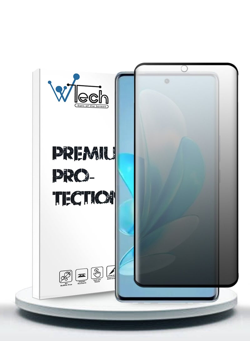 Wtech Vivo V29 5G 2023 Nano Ceramic Privacy Full Glue Full Cover Matte Flexible Screen Protector (MSCNMP) - Clear/Black - Image 1