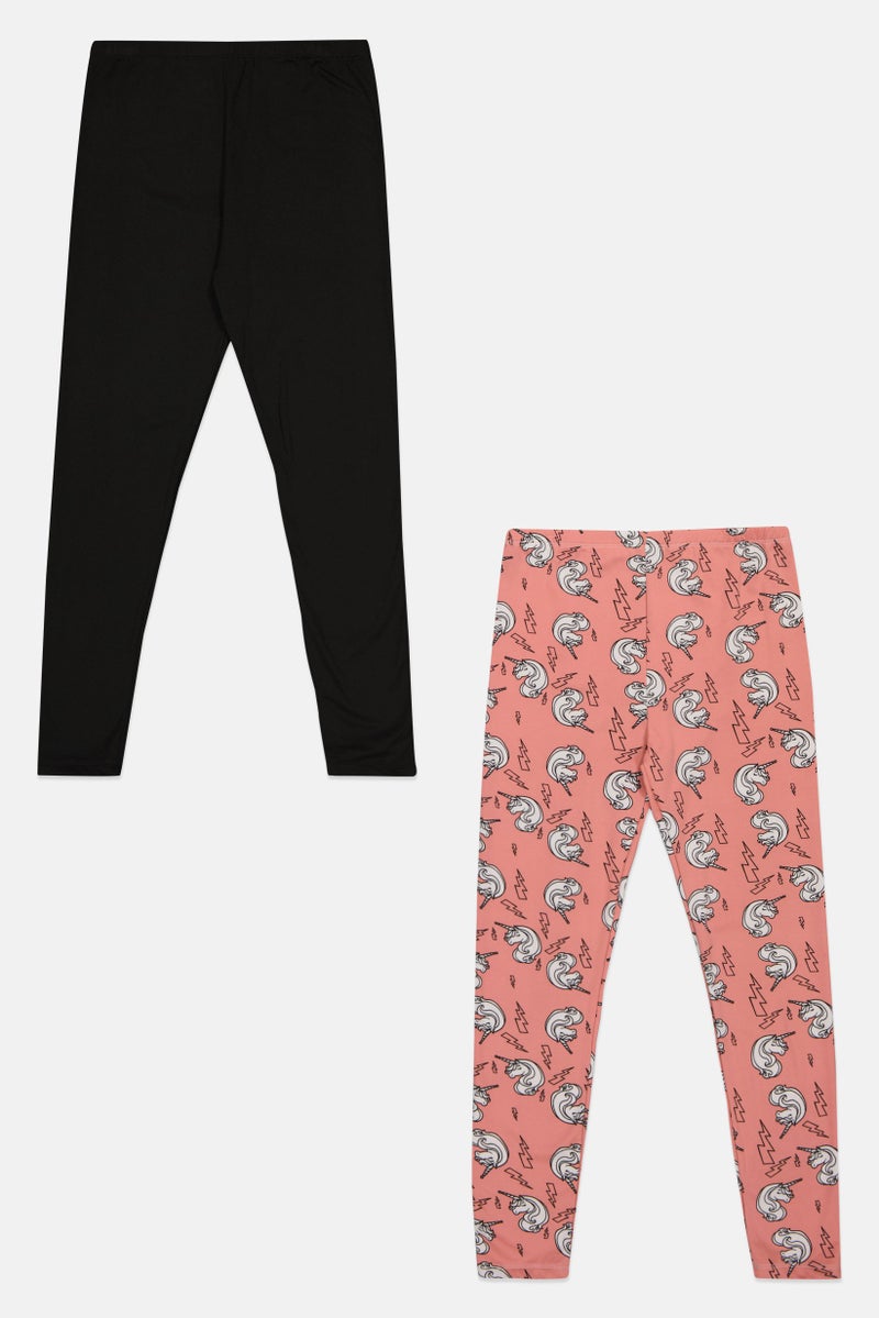 POOF Kids Girl 2 Pieces Fleece Lined Leggings, Multicolor - Image 2