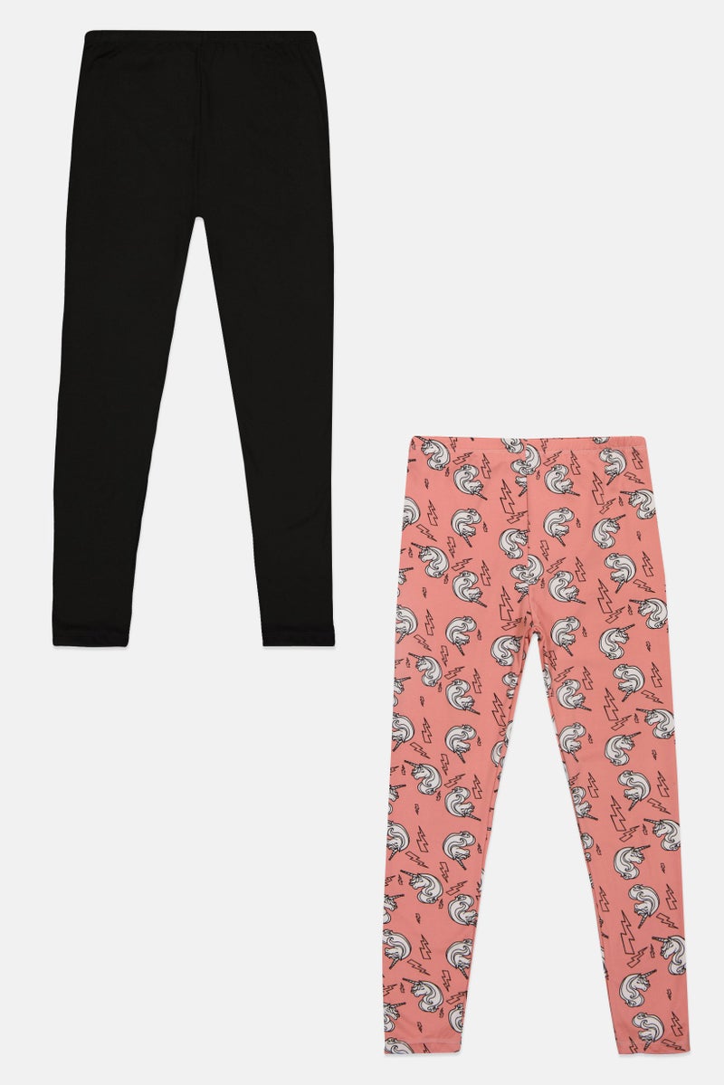 POOF Kids Girl 2 Pieces Fleece Lined Leggings, Multicolor - Image 3