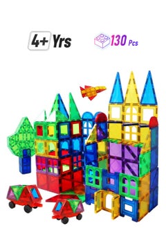 Magblock Magnetic Tiles Building Blocks 130 Pcs Magnet Tiles For Kids Ages 4-8 Magnetic Toys For Boys And Girls Ages 8-10  - Image 1
