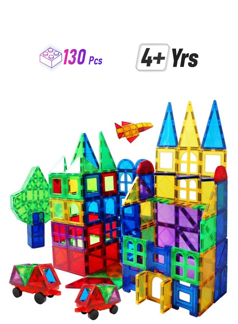 Magblock Magnetic Tiles Building Blocks 130 Pcs Magnet Tiles For Kids Ages 4-8 Magnetic Toys For Boys And Girls Ages 8-10 - Image 1