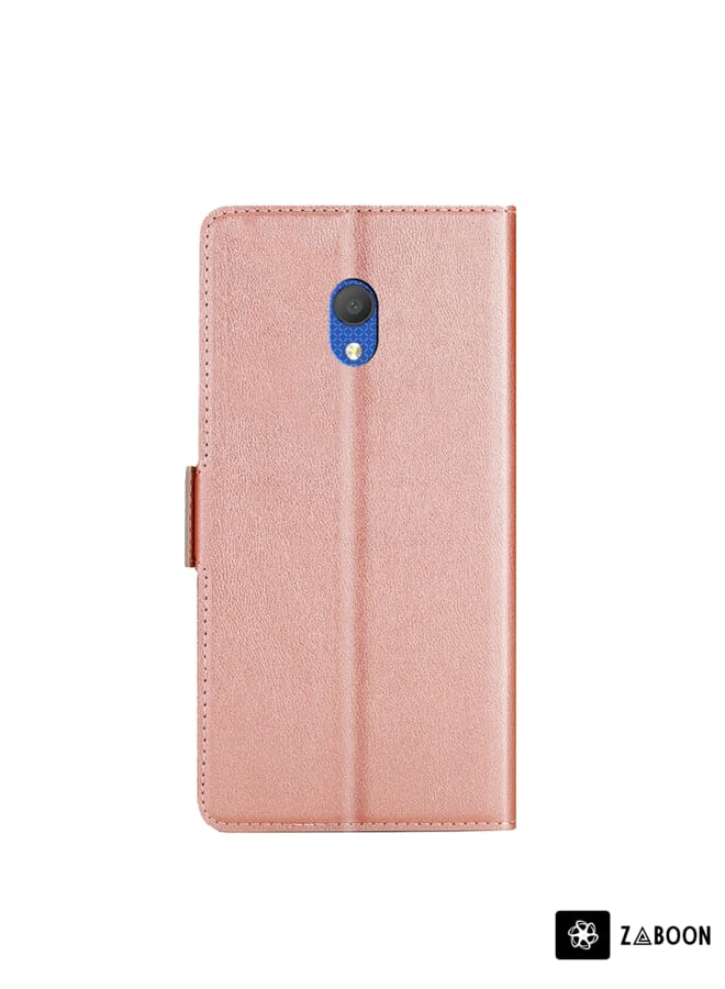 For Alcatel 1C / 1C Dual 5009A Ultra-thin Voltage Side Buckle PU + TPU Leather Phone Case(Rose Gold)