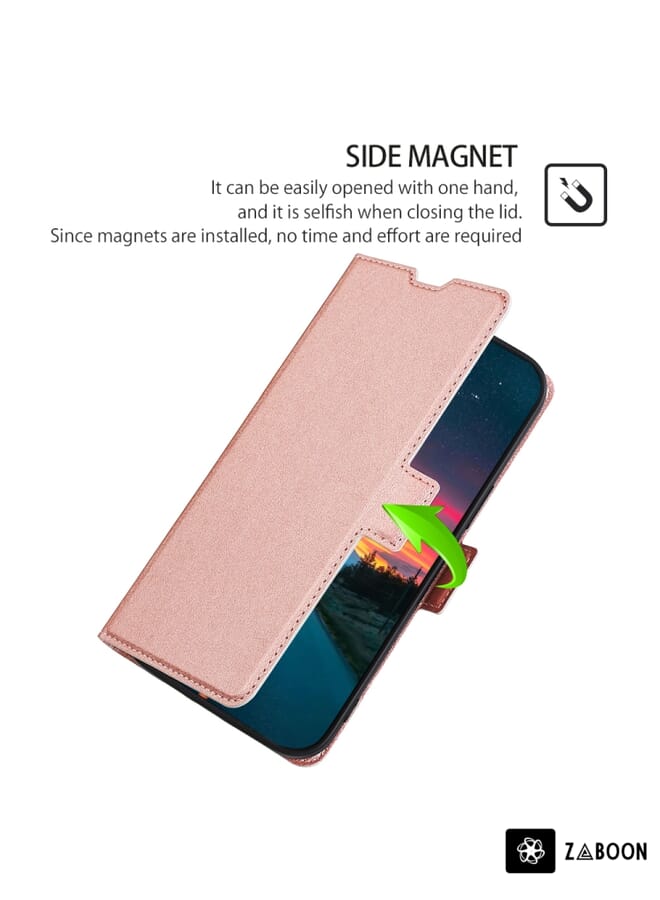 For Alcatel 1C / 1C Dual 5009A Ultra-thin Voltage Side Buckle PU + TPU Leather Phone Case(Rose Gold)