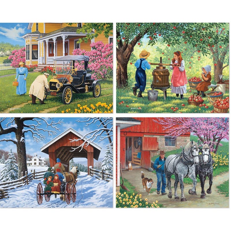 Bits and Pieces â€“ 4-in-1 Multi-Pack 300 Piece Jigsaw Puzzles for Adults â€“ Days of Yore by Artist John Sloane, Completed Puzzle Size: 16" x 20" - Image 2