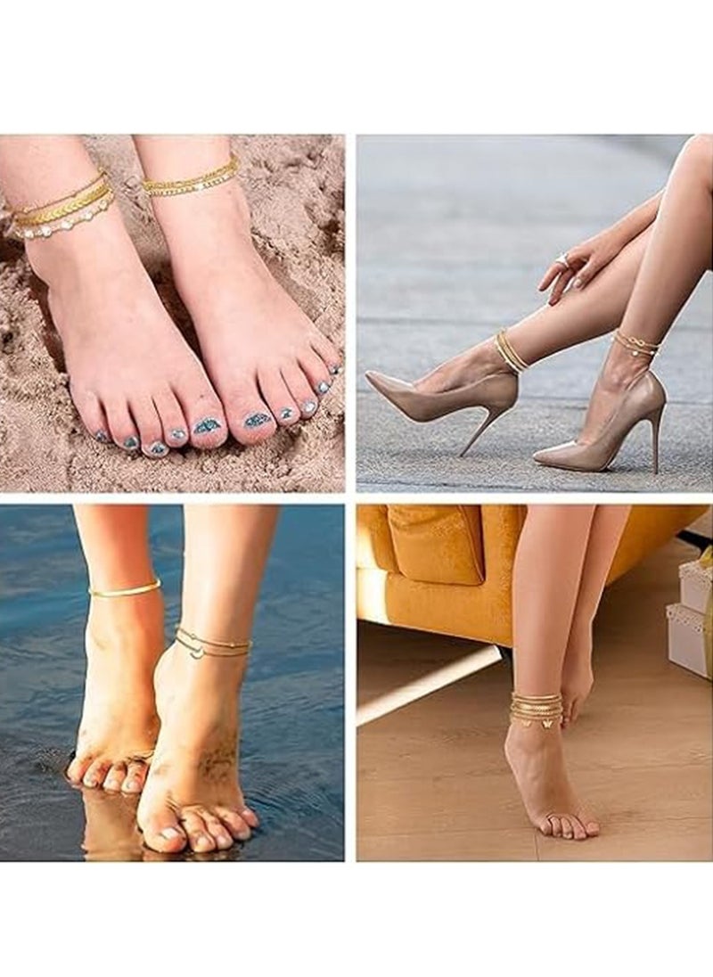 SYOSI - Anklets, Ankle Bracelets for Women Summer, Gold Anklets Layered Anklet Girls Adjustable Anklet Foot Jewelry for Beach Jewelry Gift 25 Pcs - Image 1