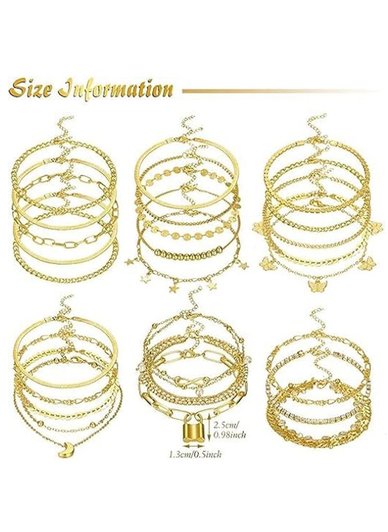SYOSI - Anklets, Ankle Bracelets for Women Summer, Gold Anklets Layered Anklet Girls Adjustable Anklet Foot Jewelry for Beach Jewelry Gift 25 Pcs - Image 1
