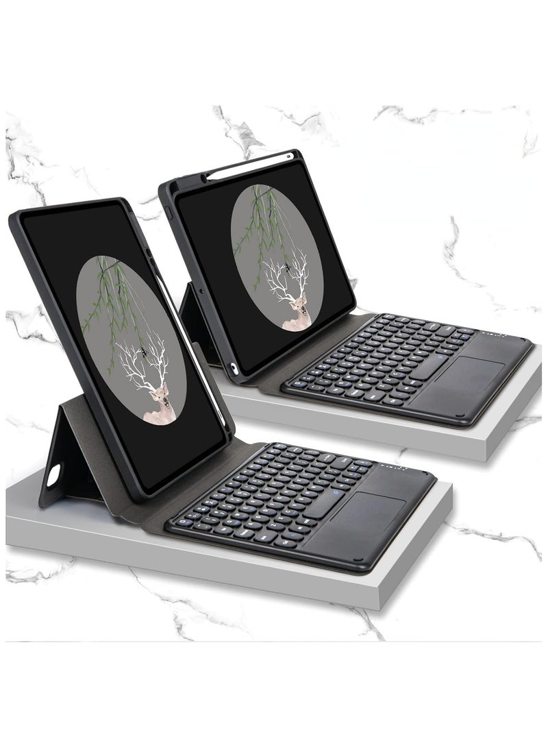 VKL Arabic and English Keyboard Case with Touchpad for iPad 10.9" Air 5th 4th Generation iPad Pro 11 Inch, Vertical Magnetic Detachable Magic Back Clear Cover with Pencil Holder (Black) - Image 1