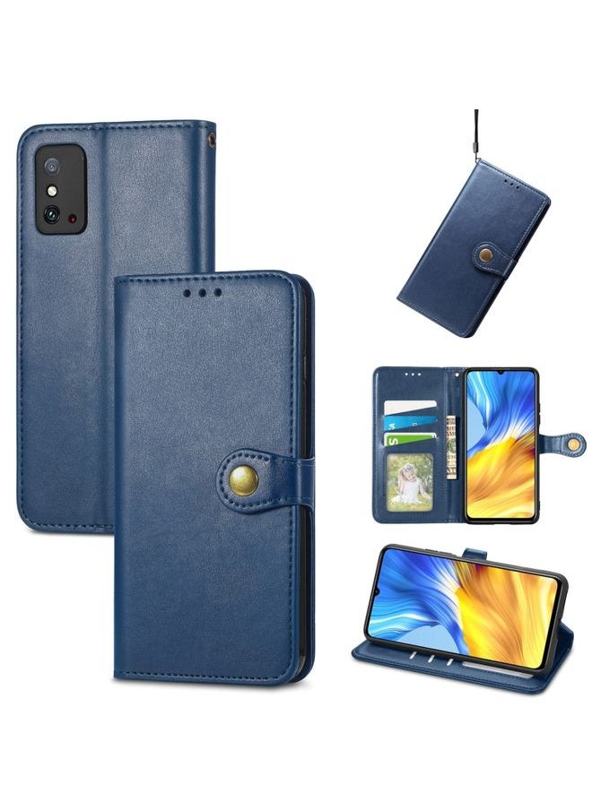 HuHa Case Cover For Honor X10 Max 5G Solid Color Leather Buckle Phone Case Blue 