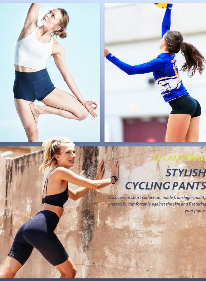 CAMPSNAIL Workout Biker Shorts Women - 3"/5"/8" High Waisted Tummy Control Spandex Booty Volleyball Shorts for Yoga Dance, 3#navy Blue, S-M - Image 2