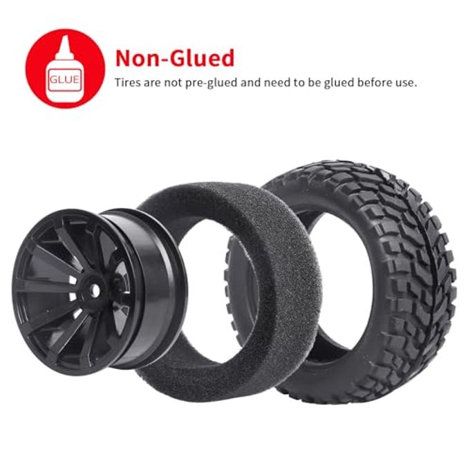 Hobbypark Outer Diameter 2.99 inch / 76mm Rubber RC Car Tires & Wheel Rims Foam Inserts 12mm Hex Hub (4-Pack) - Image 5