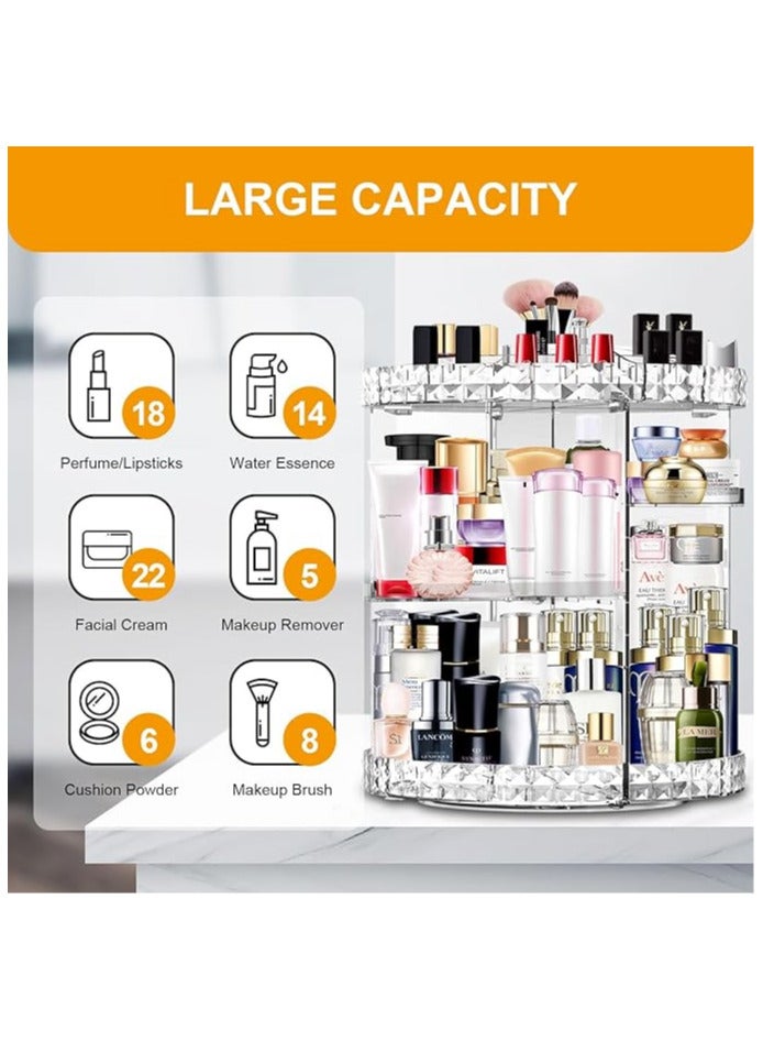 TANGBLIB makeup organizer, 360 degree rotating adjustable cosmetic storage display case with 8 layers large capacity, fits jewelry,makeup brushes, lipsticks and more, clear transparent  - Image 2