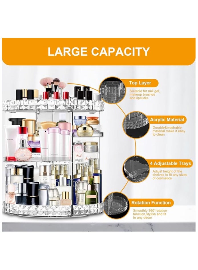 TANGBLIB makeup organizer, 360 degree rotating adjustable cosmetic storage display case with 8 layers large capacity, fits jewelry,makeup brushes, lipsticks and more, clear transparent  - Image 4