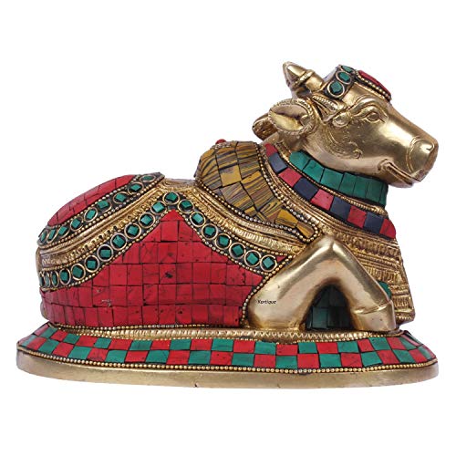 Kartique Brass Idol of Shiva Nandi for Home Mandir Decor in Multic Color Height 6 Inch - Image 5