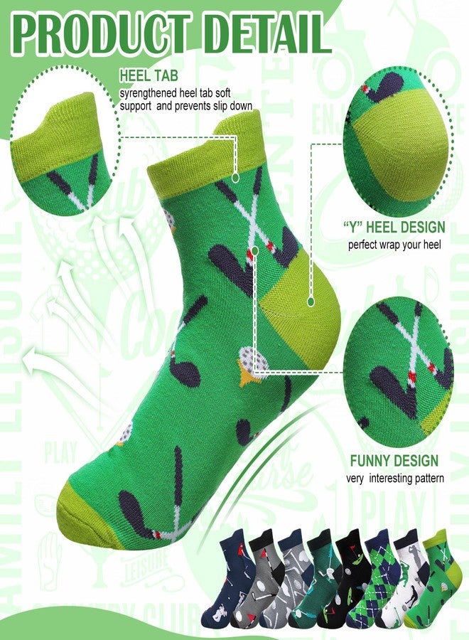 Bonuci 8 Pairs Christmas Golf Socks Gifts Novelty Funny Ankle Low Cut Socks Stocking Stuffers Gift for Adult Sport Golf Lover(Male) - Image 3