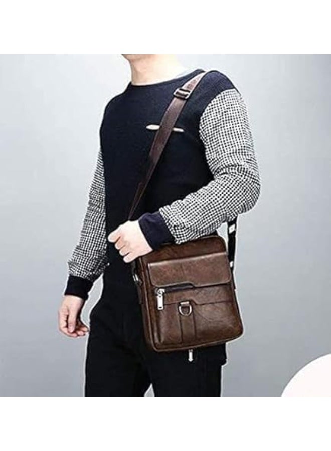 Classic Men’s Genuine Leather Crossbody Bag – Elegant & Practical with Adjustable Strap & Multiple Pockets (Code 220287) - Image 2