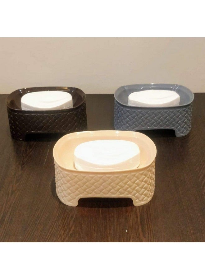 CSM Soap Holder Stand Self Draining Soap Dish Holder Soap Box For Shower For Bathroom, Kitchen, Bathtub, Wash Basins (Multicolor, Plastic)- Set Of 3 Soapcases - Image 1