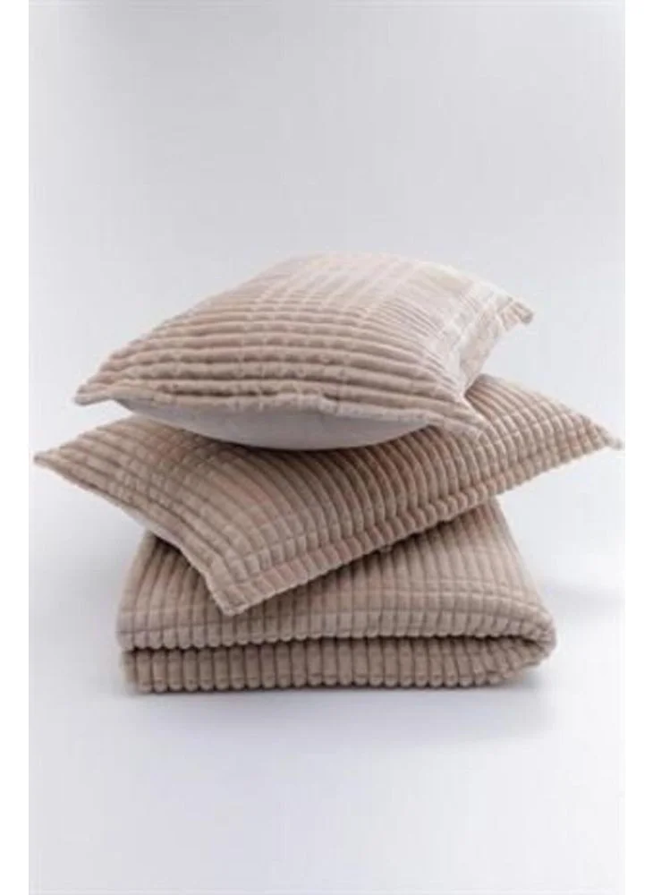 ميرينوس Modern Line 3 Piece Double Blanket Set Mocha