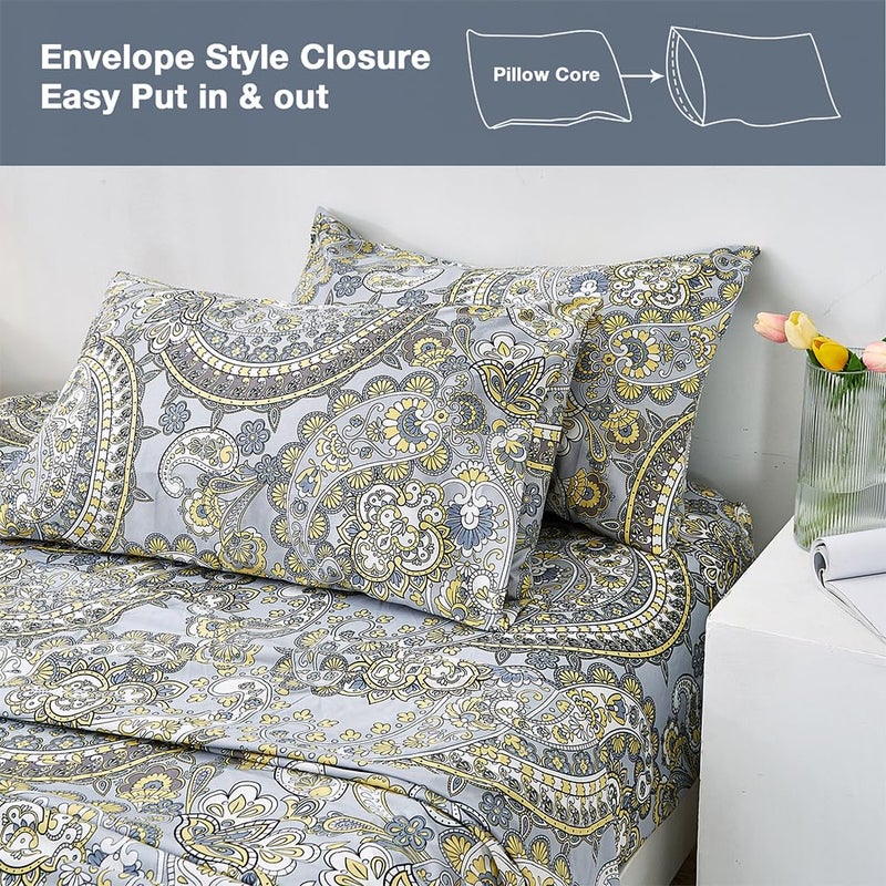 JSD Paisley Sheet Set Twin Size  3 Piece Retro Pattern Microfiber Bedding Sheets Extra Deep Pocket - Image 5