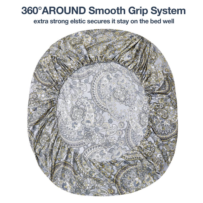 JSD Paisley Sheet Set Twin Size  3 Piece Retro Pattern Microfiber Bedding Sheets Extra Deep Pocket - Image 4