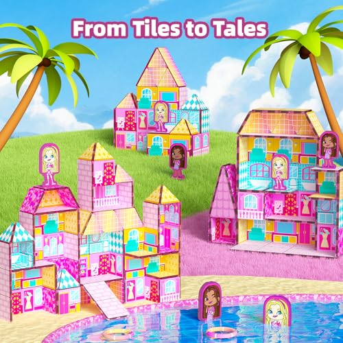 GobiDex Princess Magnetic Doll House Building Toys for Girls 3 Pink Magnet Tiles for Kids Ages 48 STEM Sensory Toys for Toddlers Birthday Gifts for Girls 3 Year Old - Image 5