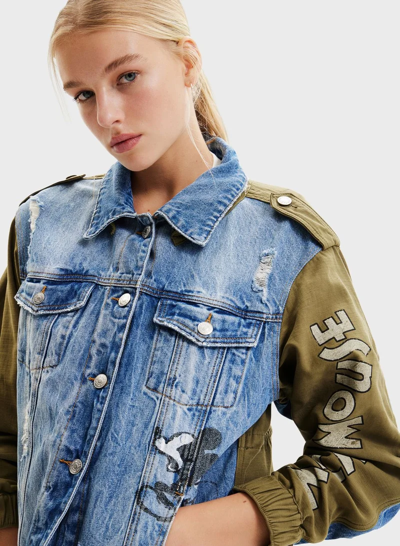 DESIGUAL Pocket Detail Denim Jacket