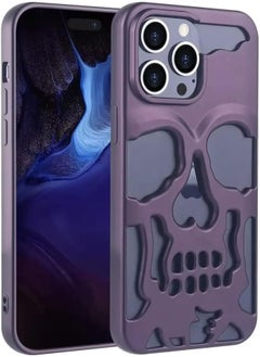 Next Store Compatible with iPhone 13 PC Case Skull Design with Laser Technology Color Film, Hollow Out Glossy Finish Plating Slim Stylish Shell." (Mauve)