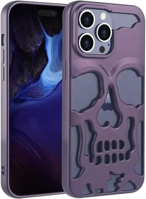 Next Store Compatible with iPhone 13 PC Case Skull Design with Laser Technology Color Film, Hollow Out Glossy Finish Plating Slim Stylish Shell." (Mauve)