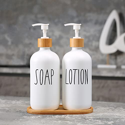 MOMEEMO White Soap Dispenser Bathroom Set, Soap and Lotion Dispenser Set Suitable for Bathroom Accessories Decor. (White) - Image 2