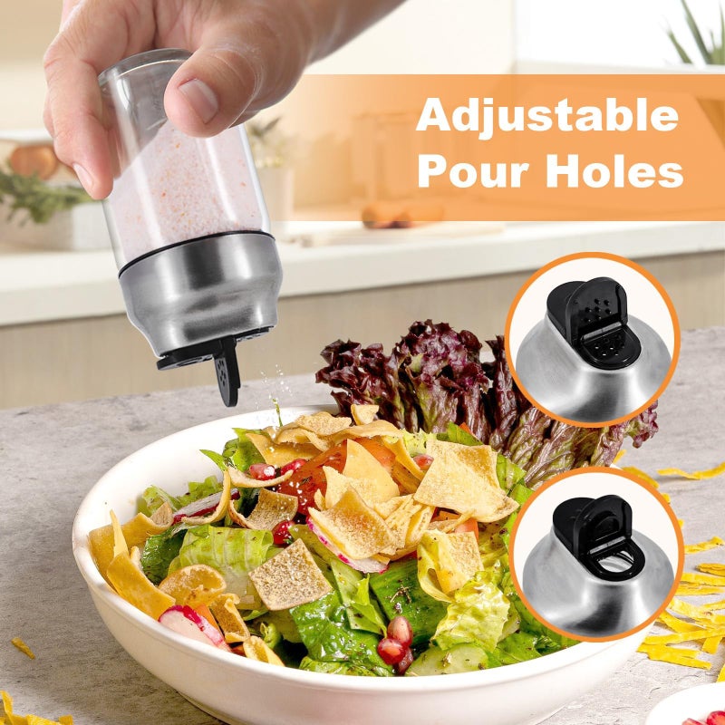 Aelga Salt and Pepper Shakers Set - 5 OZ Glass Salt Shaker with Adjustable Pour Holes - Sugar Dispenser with Stainless Steel Lid - Elegant Kitchen Table Accessories - Image 2