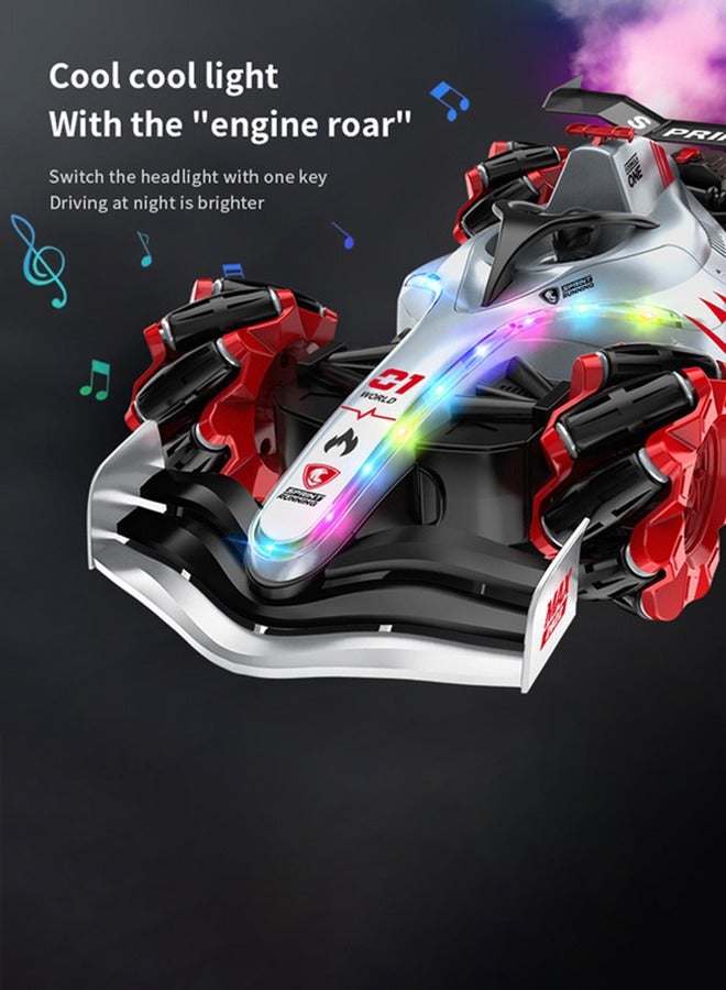 gearbox White Spray R/C Stunt Car with Smoke Effect – 2.4G Remote Control, 360° Rotation, Side Drifting, Sound & Light Effects, 3.7V 1200mAh Battery, Thrilling Stunt Toy, Perfect Gift for Kids Boys aged 7+ - Image 4