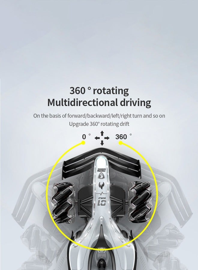 gearbox White Spray R/C Stunt Car with Smoke Effect – 2.4G Remote Control, 360° Rotation, Side Drifting, Sound & Light Effects, 3.7V 1200mAh Battery, Thrilling Stunt Toy, Perfect Gift for Kids Boys aged 7+ - Image 5