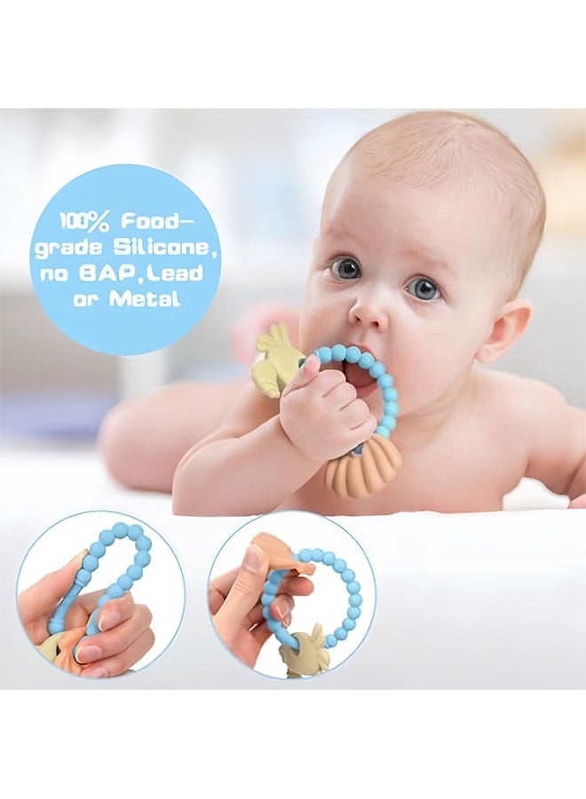 Baby Silicone Teething Ring – Crab & Shell Design, 100% Food Grade Silicone, BPA Free, Teething Relief for 3+ Months, Easy to Clean  - Image 2