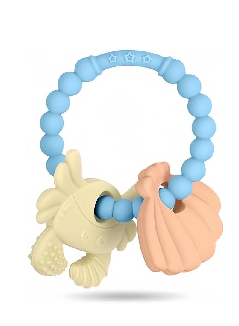 Baby Silicone Teething Ring – Crab & Shell Design, 100% Food Grade Silicone, BPA Free, Teething Relief for 3+ Months, Easy to Clean  - Image 1