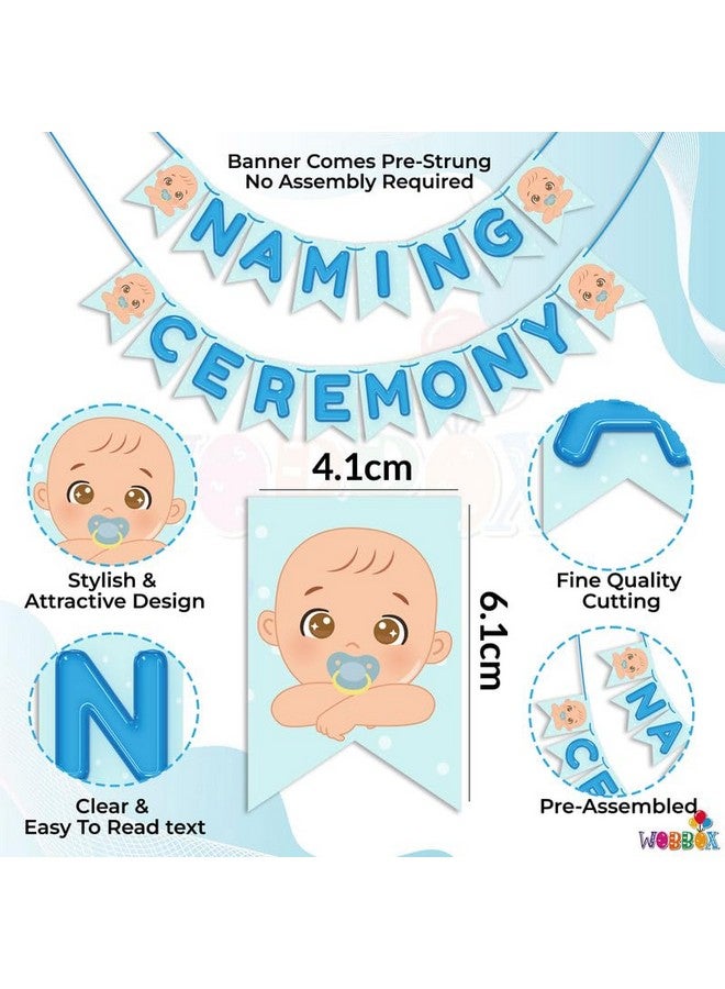 ووبوكس لافتة حفل تسمية WOBBOX بخط أبيض وخلفية زرقاء، طقم زينة حفل التسمية، عنصر زينة حفل التسمية - Image 2