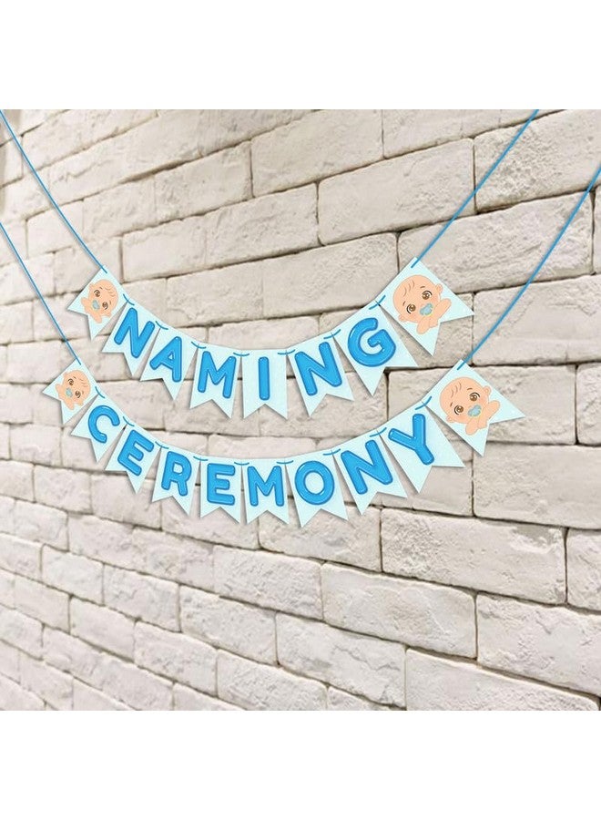 ووبوكس لافتة حفل تسمية WOBBOX بخط أبيض وخلفية زرقاء، طقم زينة حفل التسمية، عنصر زينة حفل التسمية - Image 4