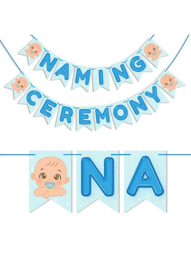 ووبوكس لافتة حفل تسمية WOBBOX بخط أبيض وخلفية زرقاء، طقم زينة حفل التسمية، عنصر زينة حفل التسمية - Image 1