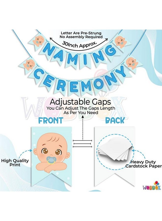 ووبوكس لافتة حفل تسمية WOBBOX بخط أبيض وخلفية زرقاء، طقم زينة حفل التسمية، عنصر زينة حفل التسمية - Image 3